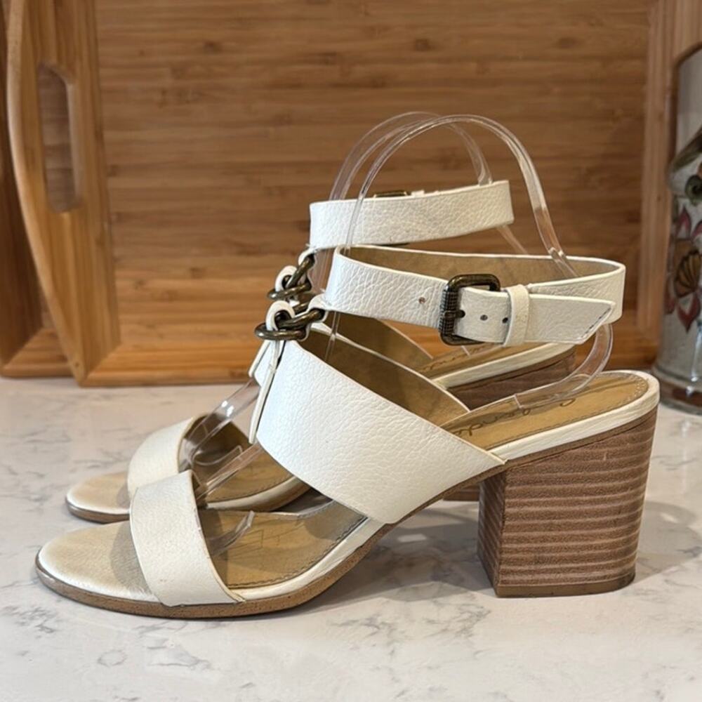 Splendid Women's Faron Heeled sandals block stacked heel leather size 10 cream